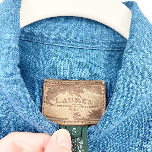 Lauren Ralph Lauren Womens Vintage Beachy 100% Linen Chambray Button Up Shirt S - Picture 3 of 7